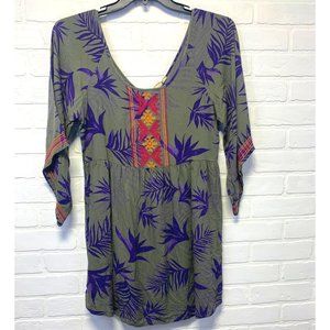 ROXY Dress Olive Green Purple Hot Pink Mustard Yellow